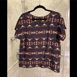 Pendleton Navy 100% Silk Shirt Blouse